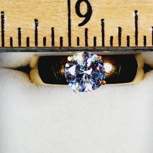 Cubic Zirconia engagement/promise ring in 14K YG over Stainless Steel sz 9 - Picture 3 of 6